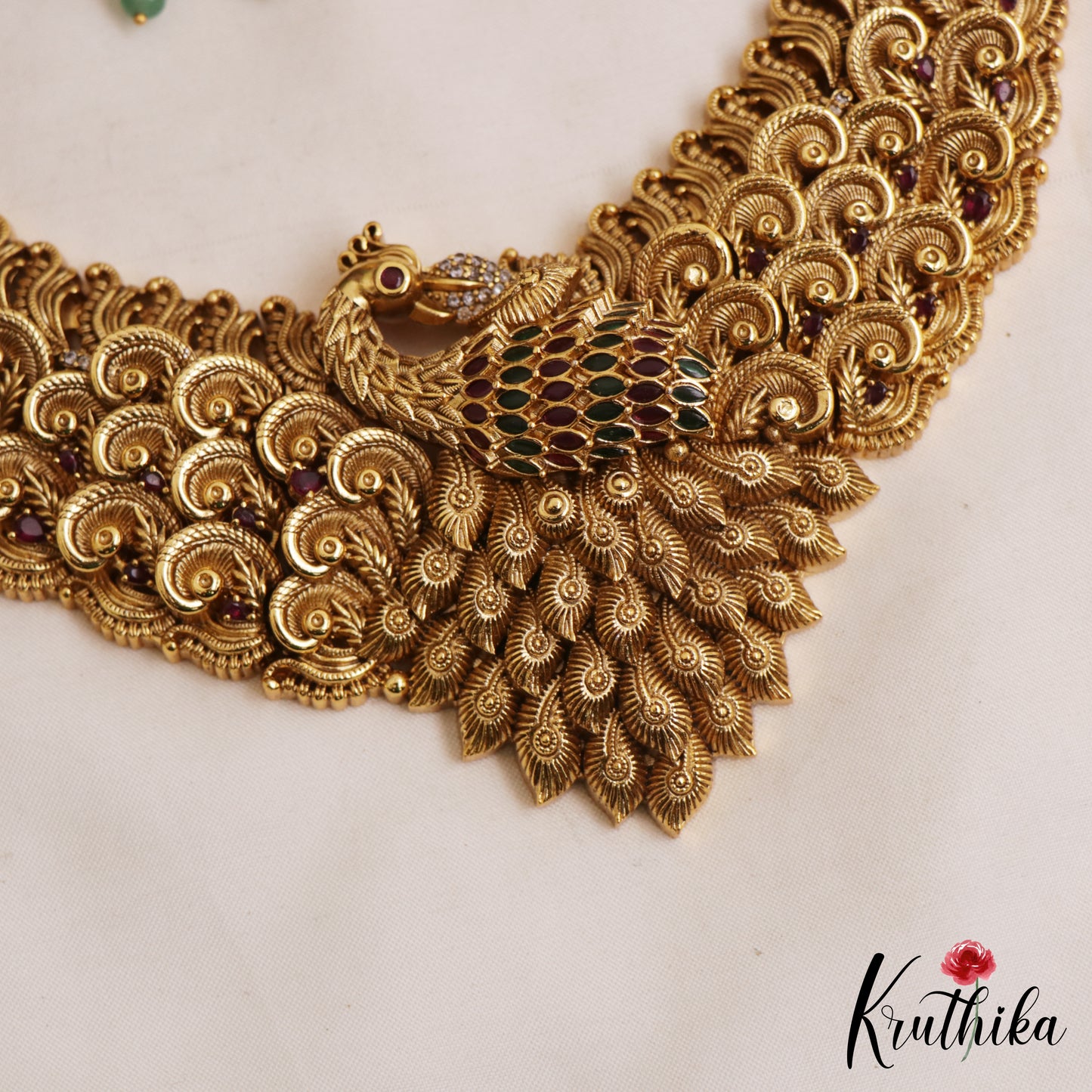 Stunning Antique Nagas Peacock Motifs Necklace NC3074
