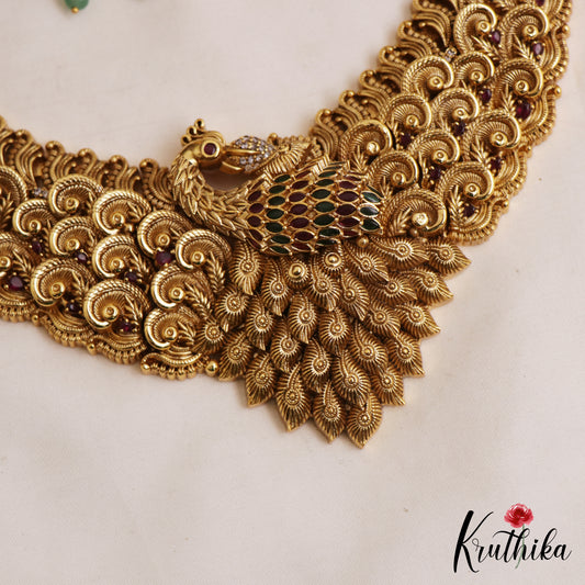 Stunning Antique Nagas Peacock Motifs Necklace NC3074