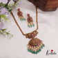 Simple Trendy Jadau Peacock Pendant Necklace with Green Beads Drops NC2381 (Available in 3 Colours)