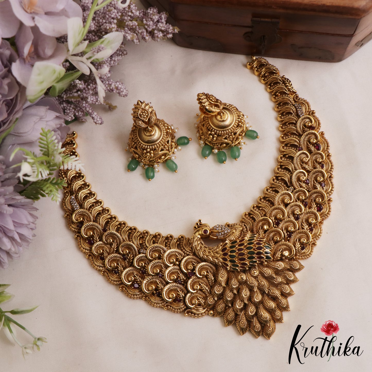 Stunning Antique Nagas Peacock Motifs Necklace NC3074