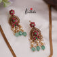 Simple Trendy Jadau Peacock Pendant Necklace with Green Beads Drops NC2381 (Available in 3 Colours)