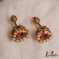 Elegant Antique Floral Motifs Jhumkas With Pearl Drops E1172