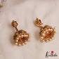 Elegant Antique Floral Motifs Jhumkas With Pearl Drops E1172