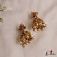Elegant Antique Floral Motifs Jhumkas With Pearl Bead Drops E1177
