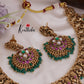 Elegant Budget Friendly Jadau Peacock with Green Beads Drop NC2385