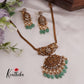 Simple Trendy Jadau Peacock Pendant Necklace with Green Beads Drops NC2381 (Available in 3 Colours)