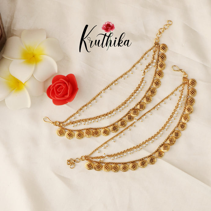 Pretty kasu pearl earchain EC75