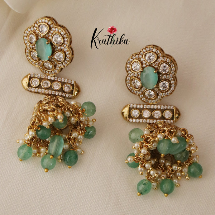 Beautiful AD/Victorian Jhumkas E409 ( Available in 4 Colours)