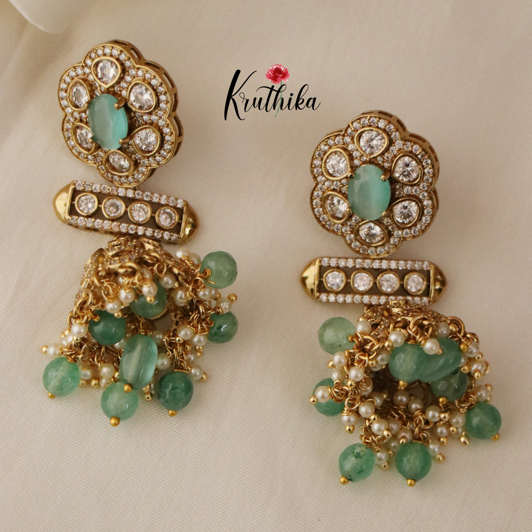 Beautiful AD/Victorian Jhumkas E409 ( Available in 4 Colours)