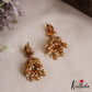 Classic Antique Floral Motifs Jhumkas With Pearl Bead Drops E1169