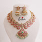 Royal Antique Peacock Jadau Coin Necklace with Pastel Green Beads Drops NC2378