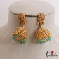Pretty Antique Mango Motifs Jhumkas With Green Bead Drops E1171