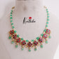 Trendy Emerald Beaded Two-in-One Reversible Floral Jadau Necklace with Beads Drops NC2382