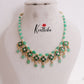Trendy Emerald Beaded Two-in-One Reversible Floral Jadau Necklace with Beads Drops NC2382