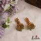 Pretty Antique Mango Motifs Jhumkas With Green Bead Drops E1171