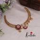 Beautiful AD Ruby Hasli Necklace with Floral Pendant Drop NC2396
