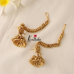 Premium Lakshmi Jhumkas with Ear Chains E426