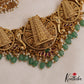 Premium Antique Nagas Gopuram Motifs Necklace With Green Bead Drops NC3069