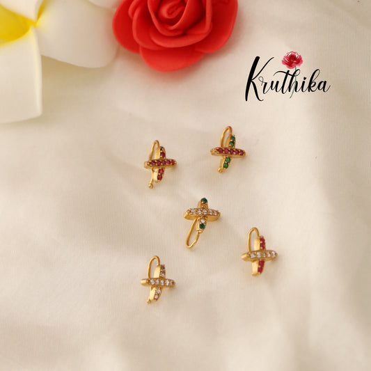 Beautiful CZ  Nose pin (clip on) Nath Nosepins N14 (Assorted colors)