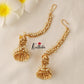 Premium Lakshmi Devi Pearl jhumkas with earchains E426
