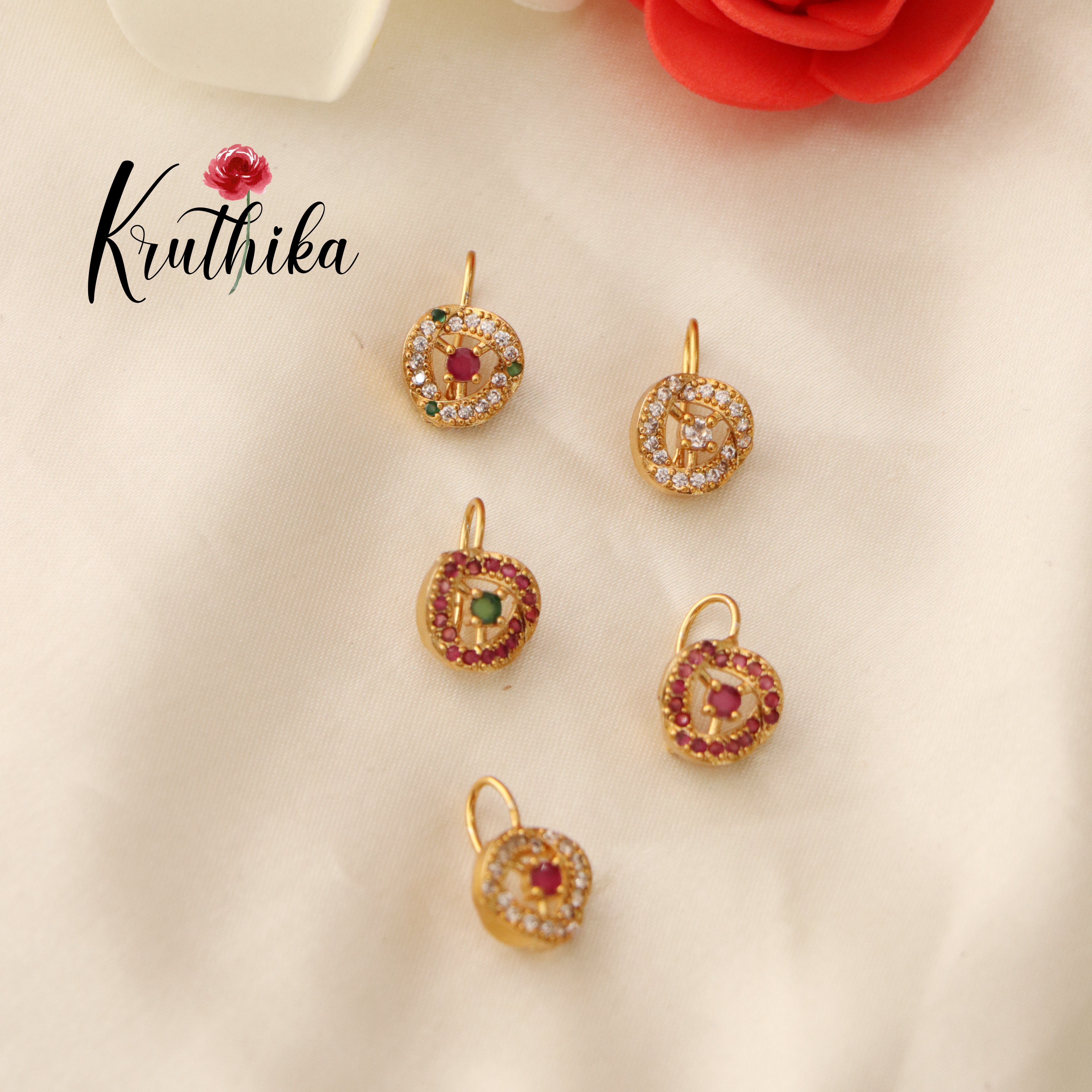 Pretty CZ Nose pin (clip on) Nath Nosepins N15 (Assorted colors ...