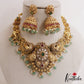 Stunning Antique Nakshi Floral Peacock Motifs Necklace With Green Bead Drops NC3070