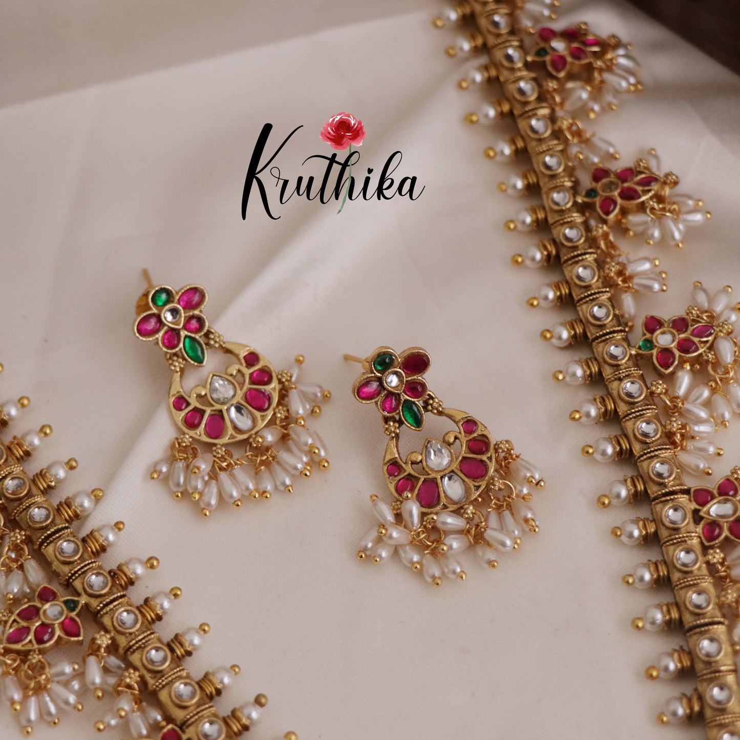 Beautiful AD Guttaposalu Kundan Jadau Haaram LH1964