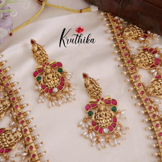 Grand Temple Lakshmi Jadau Guttapusalu Haaram LH1968