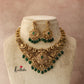 Designer Premium Polish AD Peacock Necklace green beads NC1240