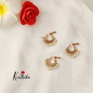 Traditional CZ pearls Nose ring/ Nathu / Nath N1