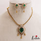 Trendy Teardrop Motifs CZ Victorian Pendant Chain Set NC3067 (Available In 2 Colors)