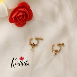 Traditional CZ pearls Nose ring/ Nathu / Nath N004