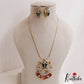 Elegant Lord Ganesha Motifs Dual-Tone CZ Victorian Pendant Chain Set NC3072