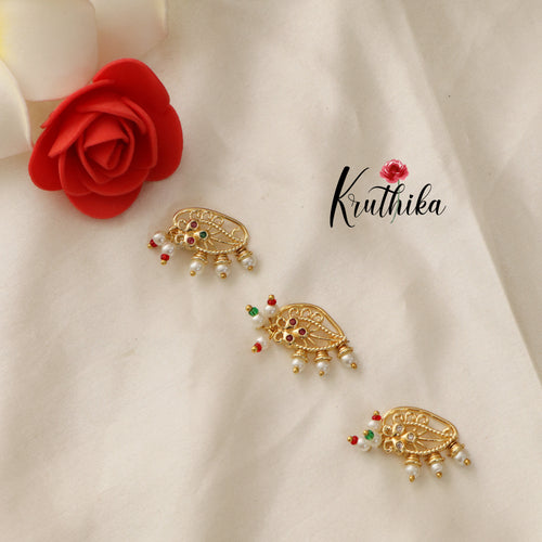 Maharastrian CZ pearls Nose pin/ Nathu / Nath N002