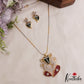 Elegant Lord Ganesha Motifs Dual-Tone CZ Victorian Pendant Chain Set NC3072