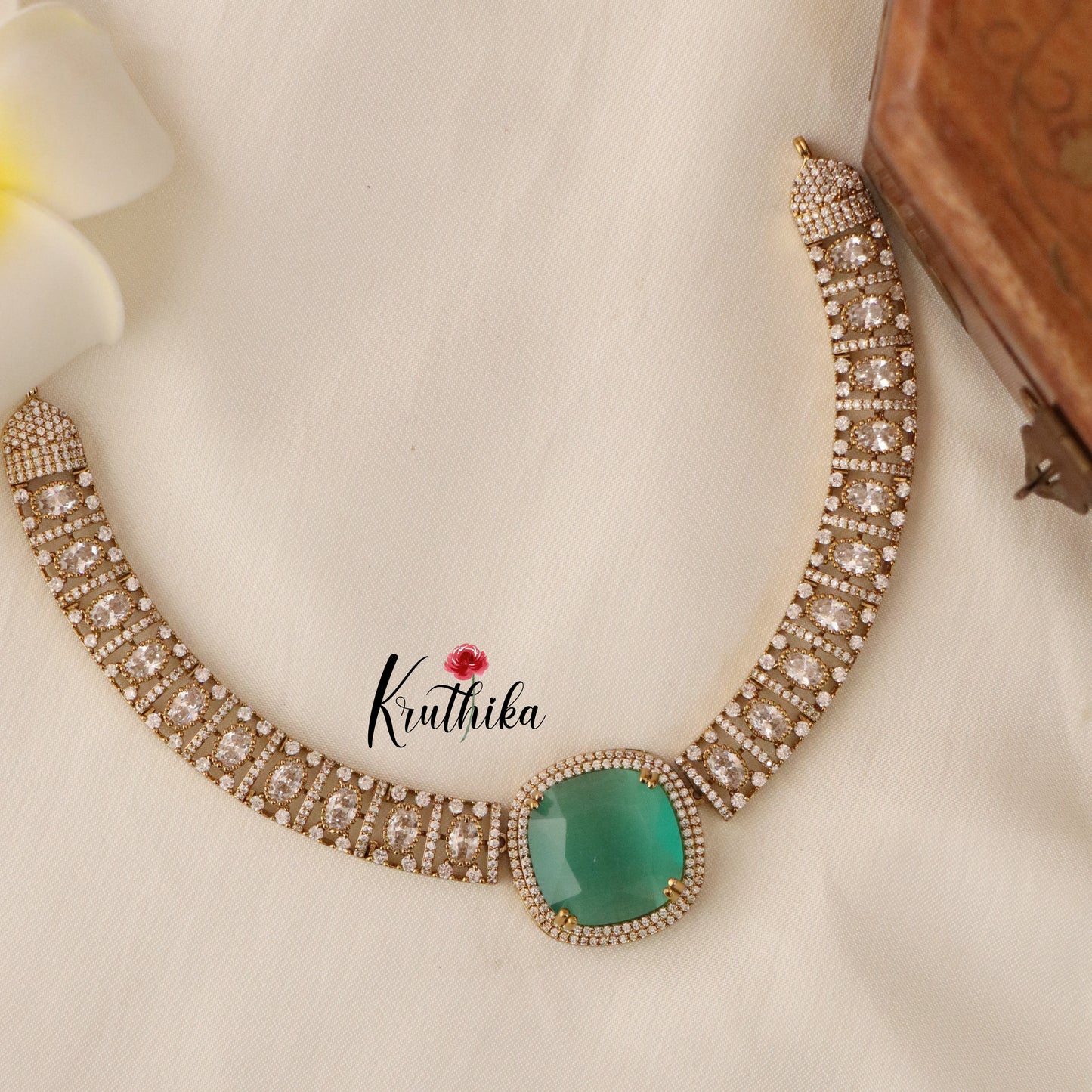 Pretty AD/Victorian Necklace-Mint Blue NC1244