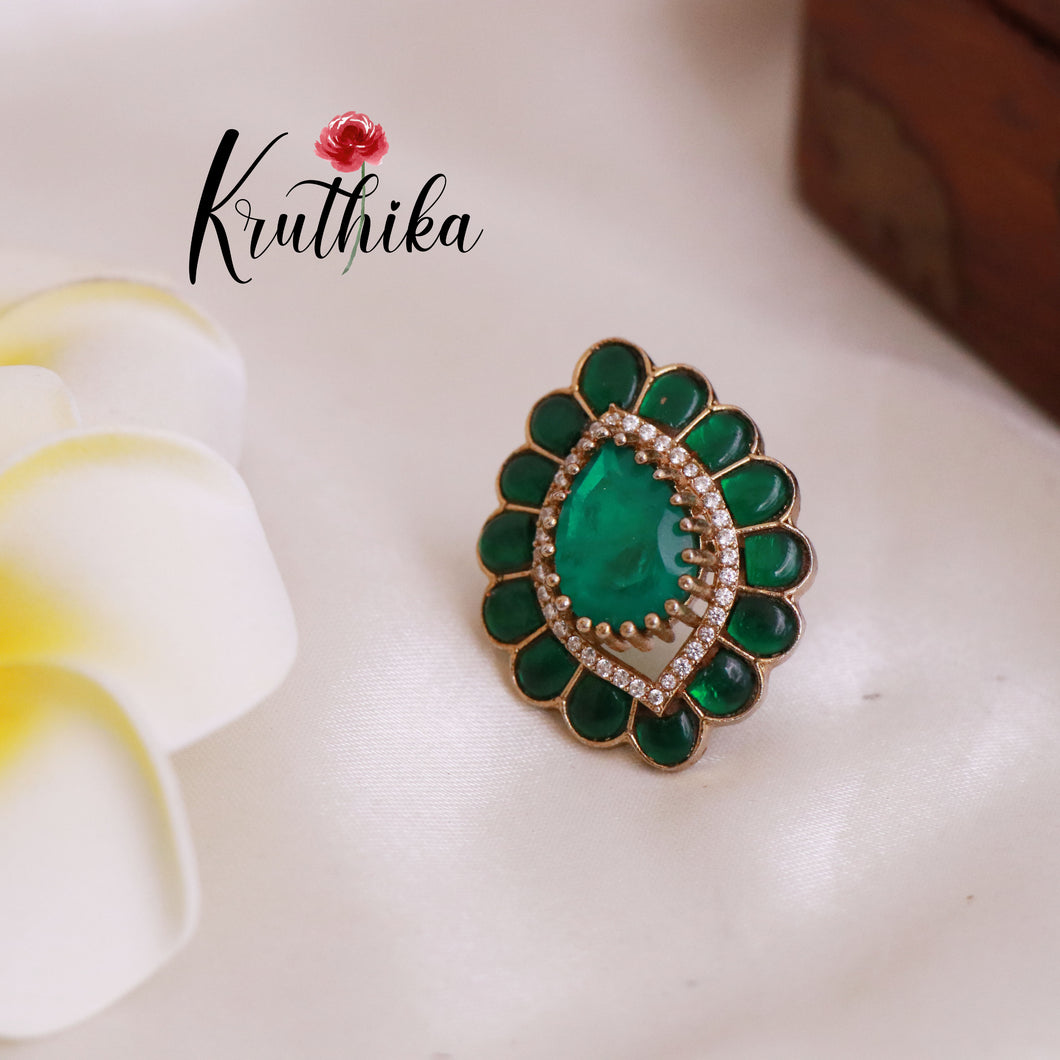 Premium Jadau/Mossanite Finger Ring R30 (Available in 2 Colours)