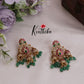 Beautiful Peacock Jadau Jhumkas with Green Beads Drops E729
