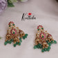 Beautiful Peacock Jadau Jhumkas with Green Beads Drops E729