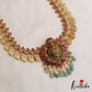 Traditional Antique Nagas Lakshmi Kasu Jadau Haaram With Green Bead Drops LH2126