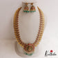 Traditional Antique Nagas Lakshmi Kasu Jadau Haaram With Green Bead Drops LH2126