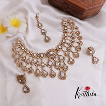 Grand AD/Victorian Necklace NC1821 with Pair of Earrings & Maang Tikka (Available in 6 Colours)