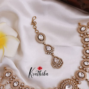 Grand AD/Victorian Necklace NC1821 with Pair of Earrings & Maang Tikka (Available in 6 Colours)