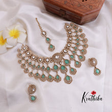 Grand AD/Victorian Necklace NC1821 with Pair of Earrings & Maang Tikka (Available in 6 Colours)