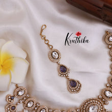 Grand AD/Victorian Necklace NC1821 with Pair of Earrings & Maang Tikka (Available in 6 Colours)