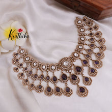 Grand AD/Victorian Necklace NC1821 with Pair of Earrings & Maang Tikka (Available in 6 Colours)