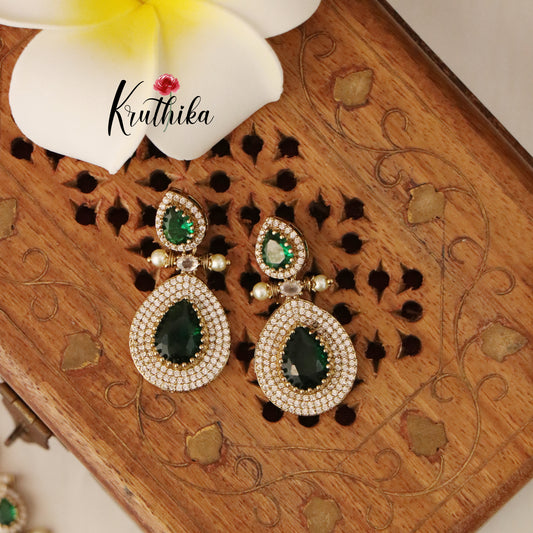 Beautiful Two Layer AD/Victorian Necklace-Green NC1247 (Available in Two Designs)