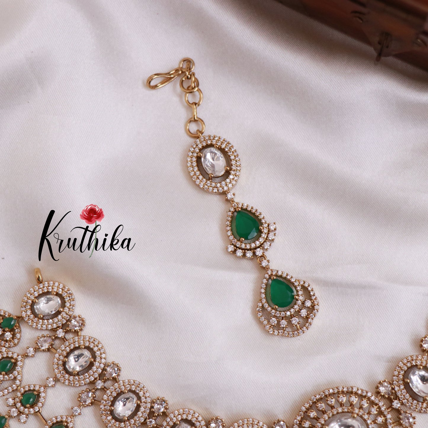 Grand AD/Victorian Necklace NC1821 with Pair of Earrings & Maang Tikka (Available in 6 Colours)