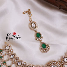 Grand AD/Victorian Necklace NC1821 with Pair of Earrings & Maang Tikka (Available in 6 Colours)