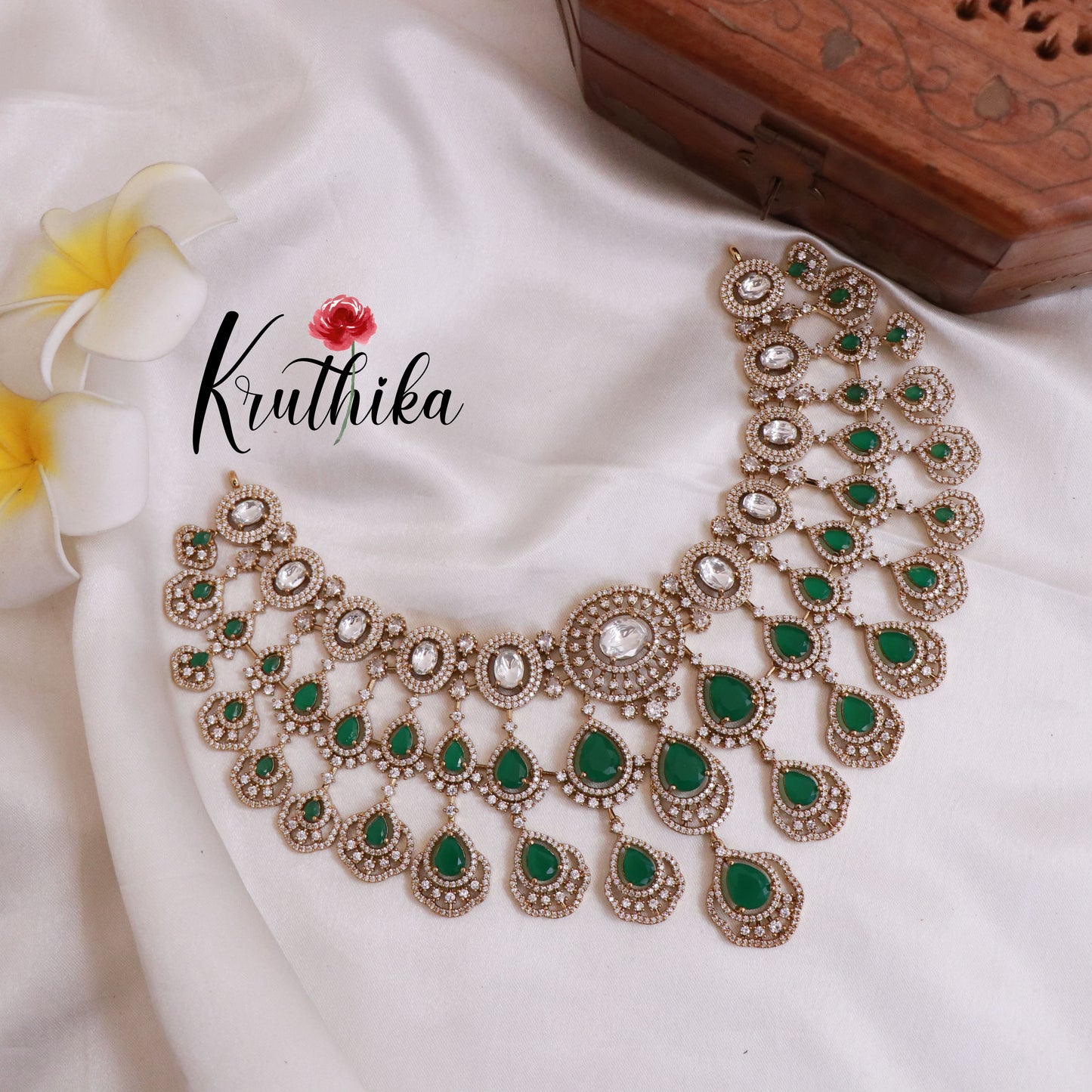 Grand AD/Victorian Necklace NC1821 with Pair of Earrings & Maang Tikka (Available in 6 Colours)